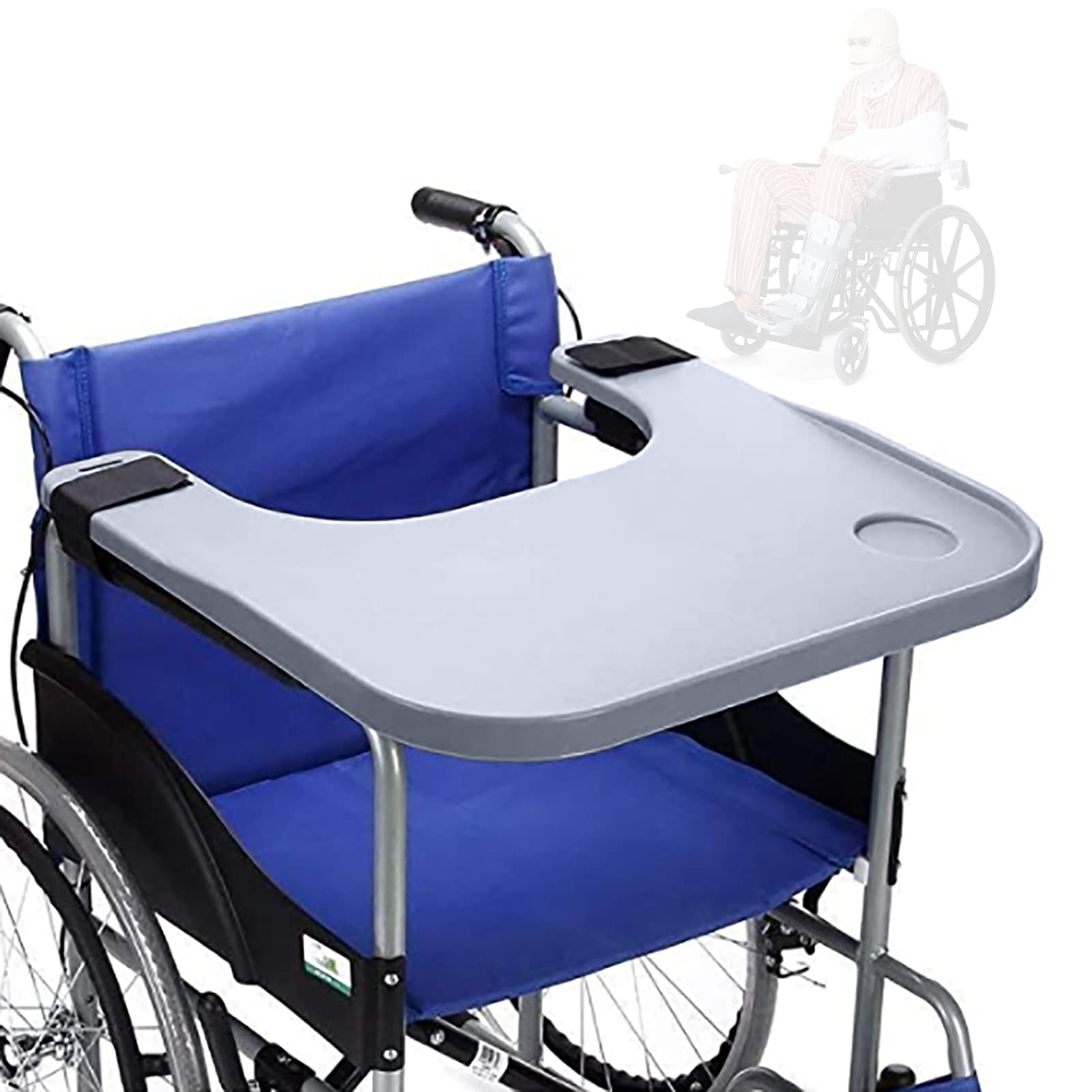 Bandeja para silla de ruedas con soporte para bebidas para el hogar, silla de ruedas, silla de ruedas, accesorio para discapacitados, lectura, escritura y comida, etc