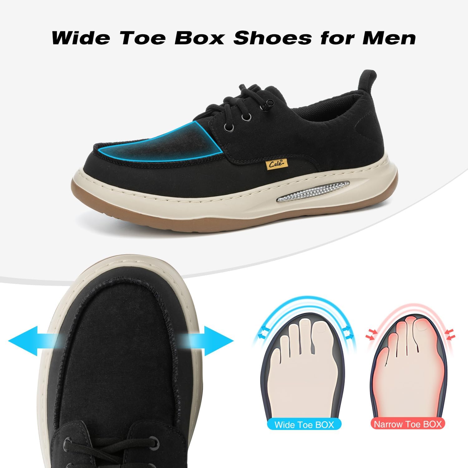 CELE Mens Slip On Casual Dress Shoes Wide Walking Sneakers Orthopedic Boat Loafers with Arch Support Comfortable Lightweight Non Slip - Image 5