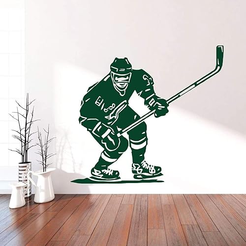 Miniatura 3 de Hockey Wall Decor - Personalized Player With Stick - Vinyl Sticker For Teen, Boy's Bedroom or Playroom - Sports Decorations