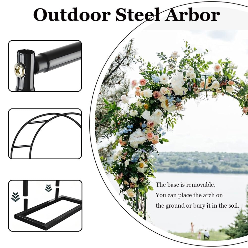 Arco nuziale in metallo nero per rose, regolabile da 1,2 m a 2,8 m, per esterni, elegante decorazione floreale per matrimoni, feste ed eventi (larghezza 140 x altezza 230 cm)