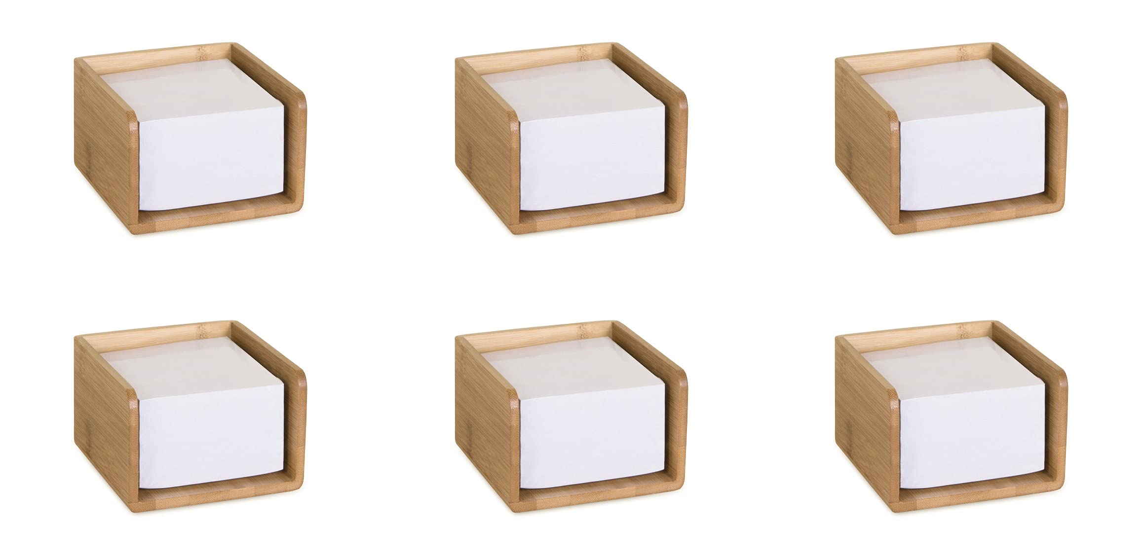Osco Bamboo Memo Pad with 500 Sheets – 6 Pack Bamboo Desk Note Block & Message Dispenser Pad for Office & Home Desk – Natural Finish, Stylish Stationery Accessory, 80×110×110 mm
