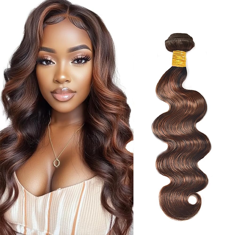 Lakaisa P4/30 Highlight Brown Body Wave Human Hair Bundles 32 Inch Doubles Weft 100% Unprocessed Glueless 1 Bundles 100g Human Hair Extension For Woman