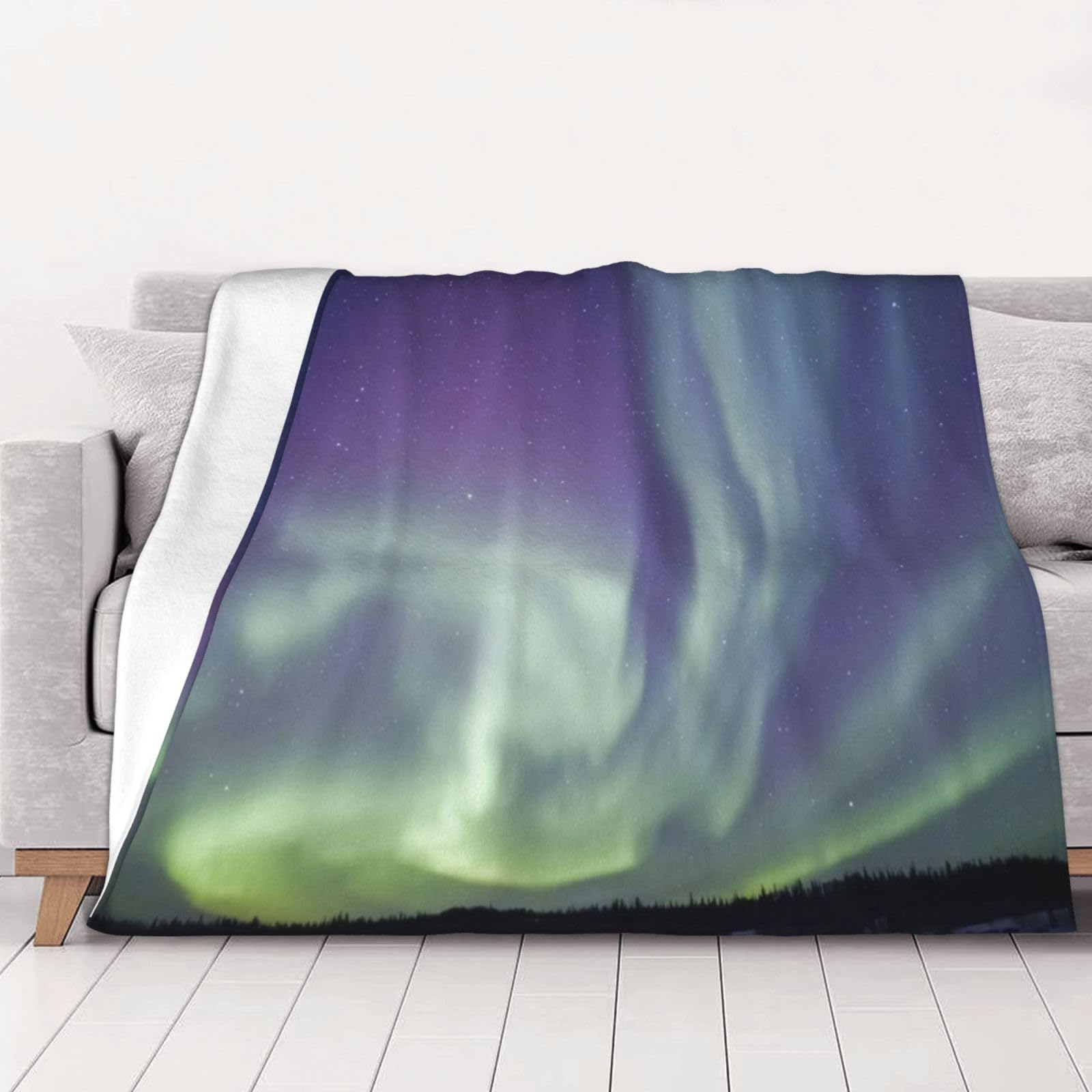 AUBKFELD aurora Printed Flannel Blanket 102x76 CM, Soft & Warm Throw Blanket for Sofa/Couch/Bed/Car, Gifts for Audlts Women Men