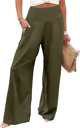 JZC Women's Palazzo Lounge Pants Casual Wide Leg Pants High Waist Flowy Toursers with Pockets