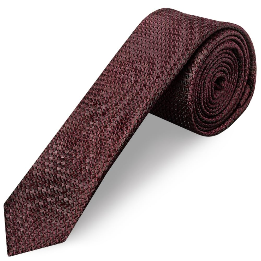 TIES R US Burgundy Textured Skinny Tie