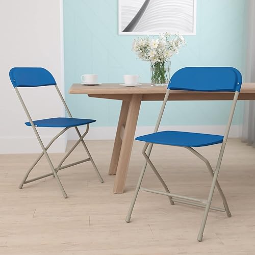 Miniatura 2 de Flash Furniture Silla plegable de plástico de la serie Hercules, color azul, paquete de 2 unidades, capacidad de peso de 650 libras, cómoda silla
