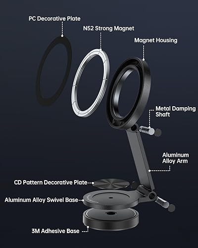 Miniatura 7 de SYNCWIRE Soporte magnético para teléfono MagSafe con rotación de 360 para automóvil, brazo de metal ajustable, soporte de teléfono magnético para