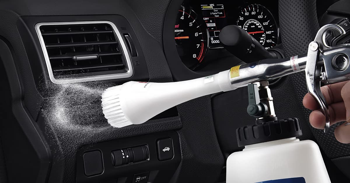 EXLECO Voiture Pistolet de Nettoyage Intérieur Nettoyant Kit de Lavage 6~9,2 Bar Air Comprimé Pistolet de Pulvérisation Entretien Intérieur pour Auto Entretien Voiture avec Brosse Nettoyage Voiture