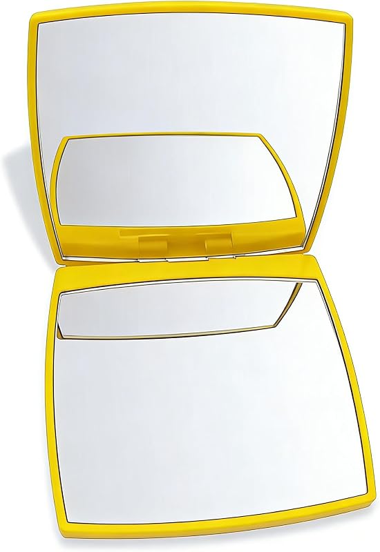 Espelho compacto quadrado EUTECH com aumento 2x, amarelo, 1 unidade