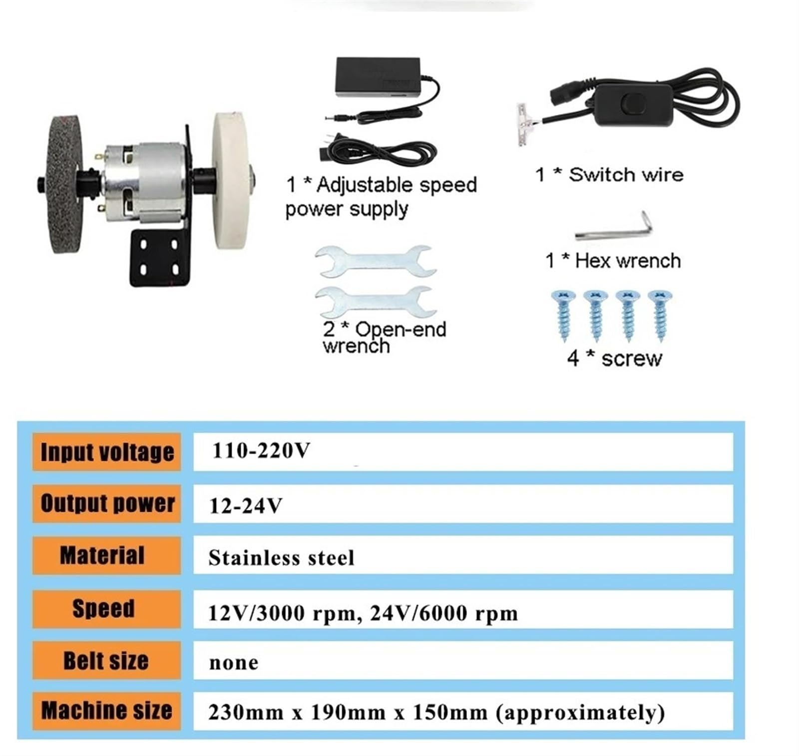 Esmeriladora de banco Rectificadora pequeña for el hogar, amoladora de cuchillos, Motor DIY, Mini Micro pulido, rueda de eléctrica, amoladora de mesa, lijado