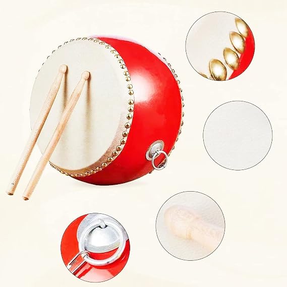 Drums Percussion Chinese Drum Hand Tambourine Taiko Bongos Musical Gifts Instruments for Kids Sensory Learning Set Little Boy Kids Toys