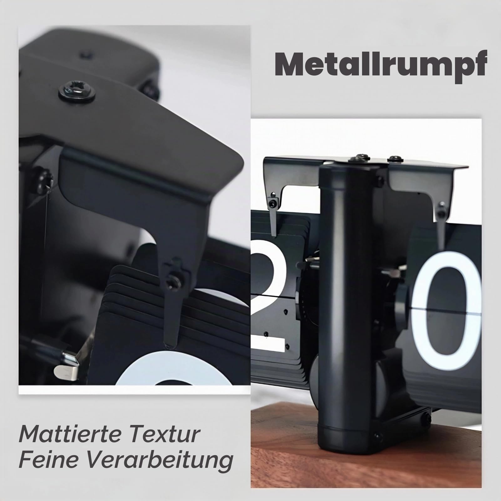 Greensen Flip Uhr Retro Digitale Wanduhr Batterie betrieben Tischuhr Große Zahlen Sichere Basis Kreative Flip Clock Desk Clock für Zuhause Büro Schule Hotel Café (Black)