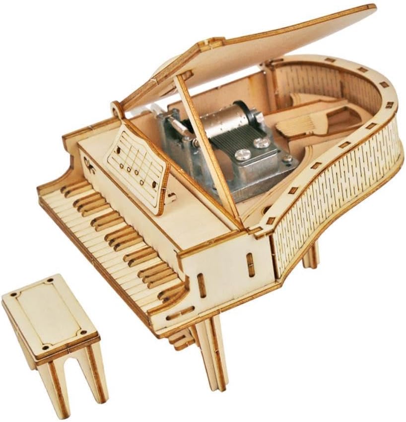 5セットピアノオルゴール 手と目の協調 3D木製パズル 子供 ティーン 大人 スタイル B