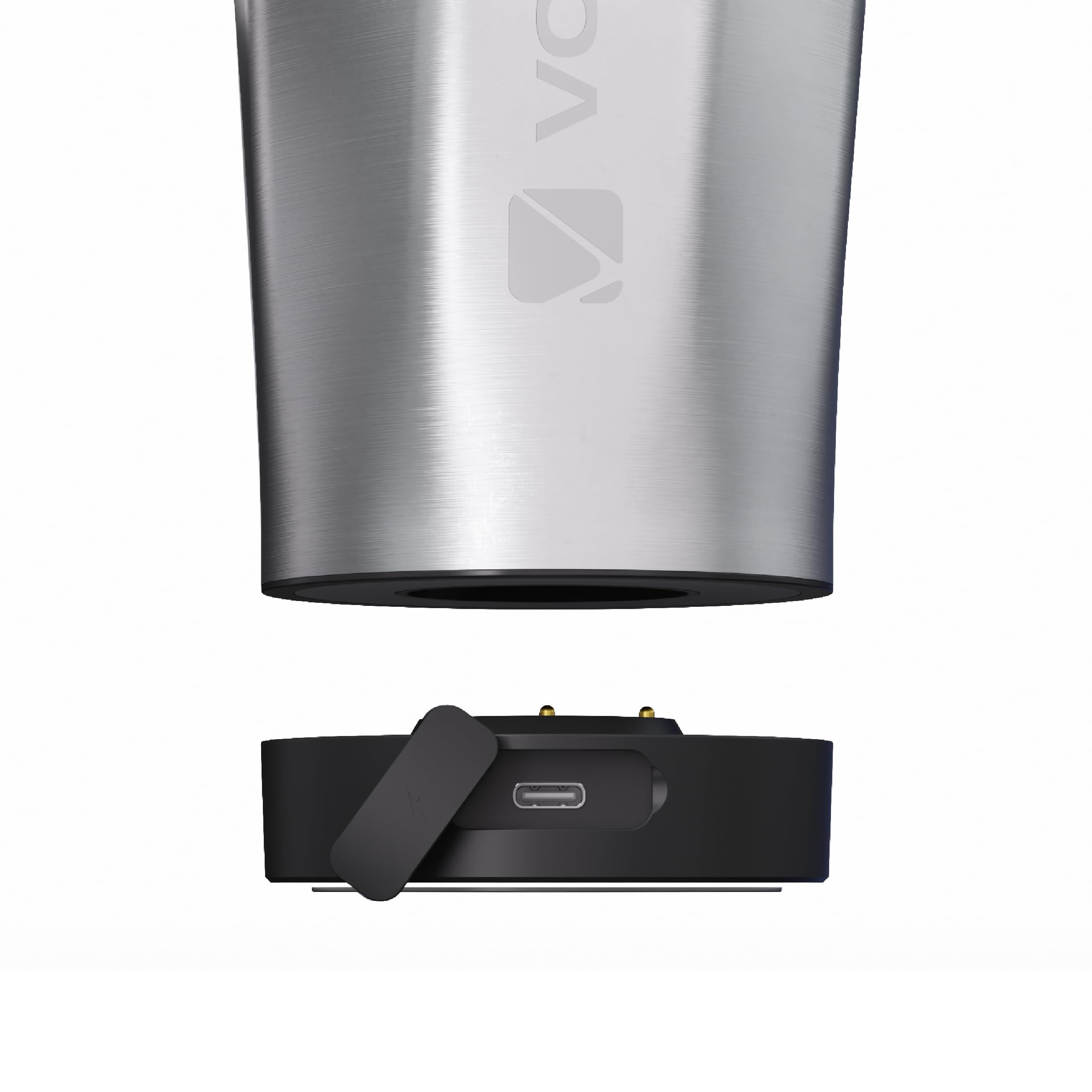 VOLTRX ChillMix Shaker Bottle Insulated Stainless Steel - USB C Rechargeable Electric Protein Shake Mixer, Shaker Cups for Protein Shakes and Meal Replacement, Chrome Steel, 16 oz