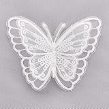 KEJUEEB 12Pcs Lace Butterfly Trim Double Layers Organza Patches Fabric Embroidery Applique for...