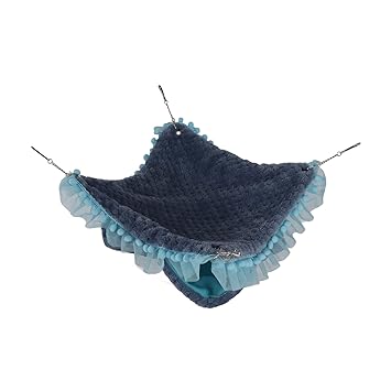 Hammock Double Bunkbed Hammock, Attractive Warm Comfortable Small Pet Double Plush Hammock for Parrots for Ferret(Blue)