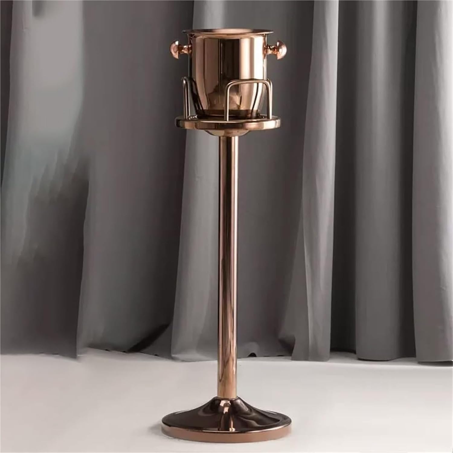 Ice Bucket with Stand， Ice Cube Container Wine Bucket for Beer KTV Club Bar BBQ Wedding Christmas(Rose Gold)