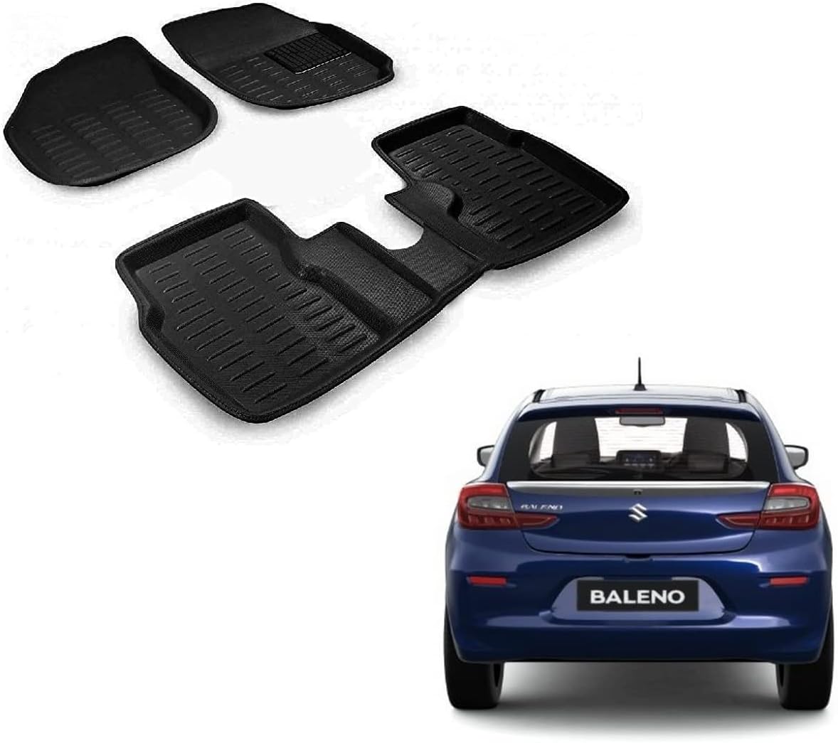 Auto Addict Car 3D Mats Black for Maruti Suzuki Baleno/GLANZA/FRONX New