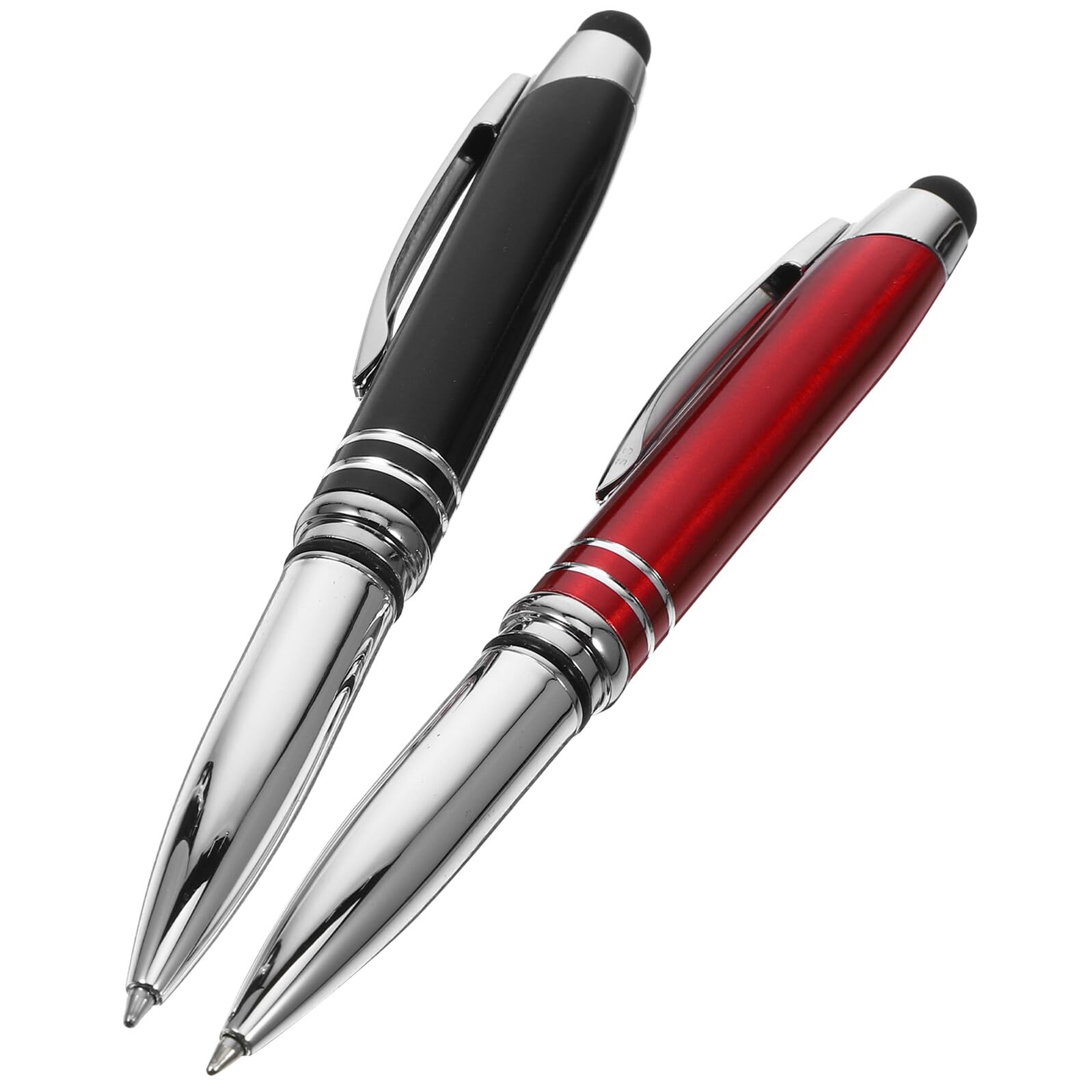 VILLCASE 4 Bolígrafos Metálicos Multifunción Luz LED y Punta Iluminada, Bolígrafos para Pantalla Táctil Tinta Reemplazable, Colores Rojo y Negro, Ideales para Oficina y Uso