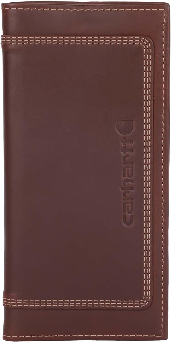 Carhartt Cartera Rodeo De Piel Con Triple Costura Marrón | Carteras resistentes de triple costura para hombre, disponibles en varios estilos