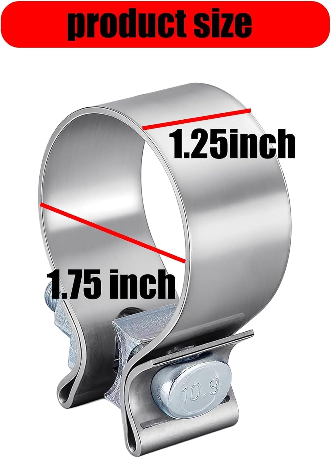 1.75 Inch Muffler Exhaust Clamp for Harley Davidson Touring Street glide/Electra glide/Road king/Road glide, Stainless Steel 304 (4 Pack)