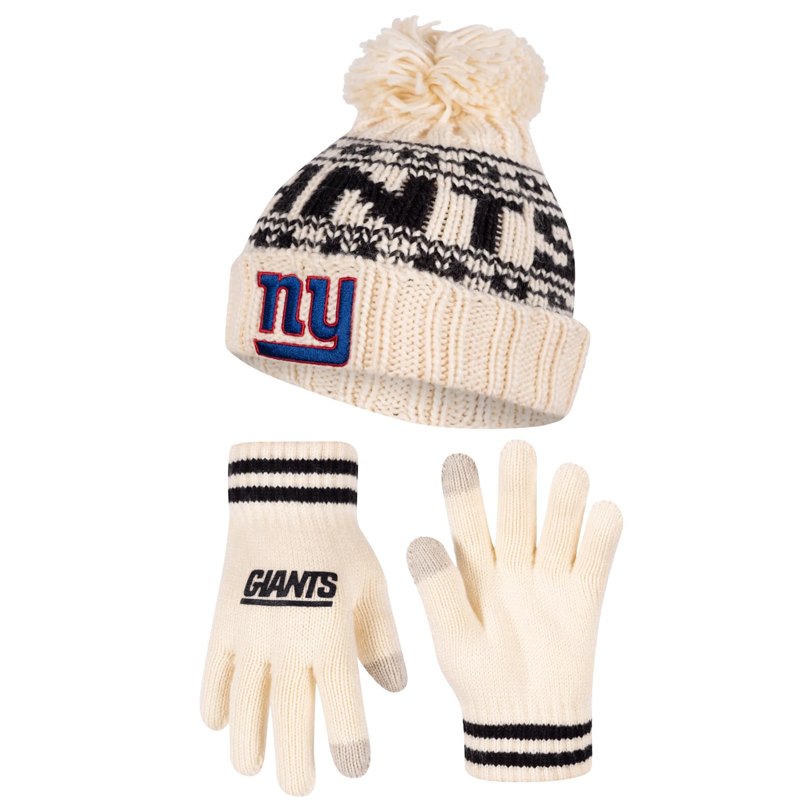 Ultra Game Youth NFL Official Super Soft Cable Knit Winter Beanie Knit Hat with Extra Warm Touch Screen Gloves