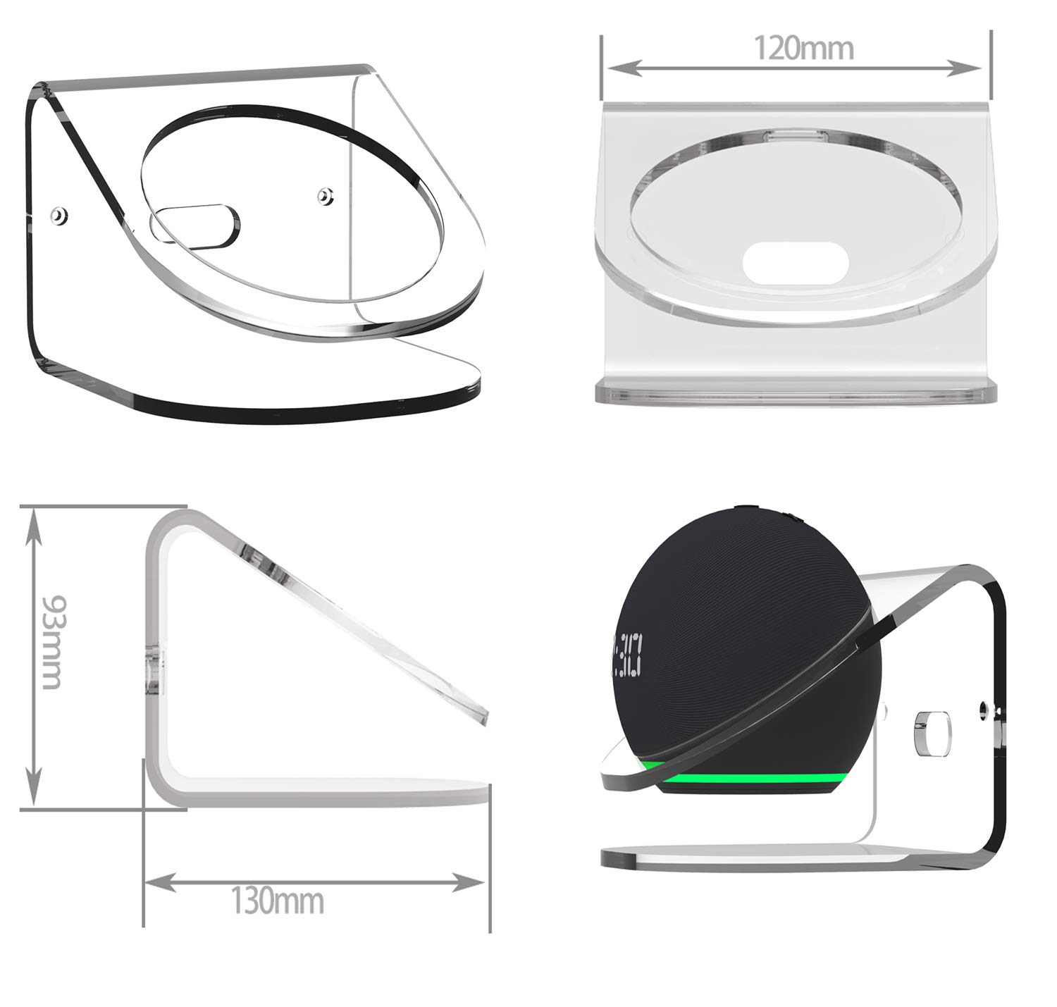 Support Mural En Acrylique Pour Echo Show 5 - Transparent, Fixations Incluses, Design Discret Et Stable - 8