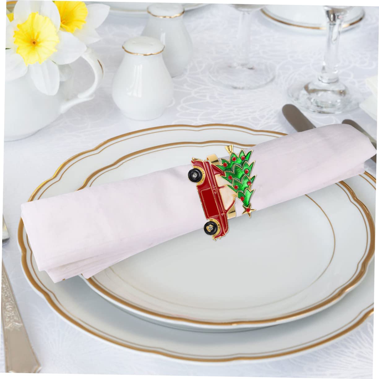 PRETYZOOM Rond Serviette Pour Noel 30 Pièces Ronds De Serviette De Noël Decoration Table Noel Decoration Noel Table Décoration De Table Ornement Ronds De Serviette En Alliage Porte-serviettes En Métal
