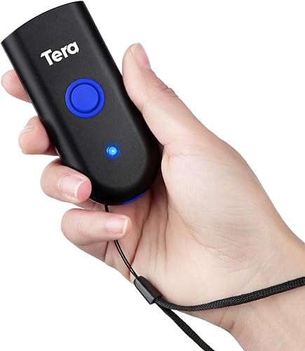 Tera Mini escáner de código de barras 1D escáner láser inalámbrico impermeable de bolsillo 3 en 1 compatible con Bluetooth USB con cable portátil