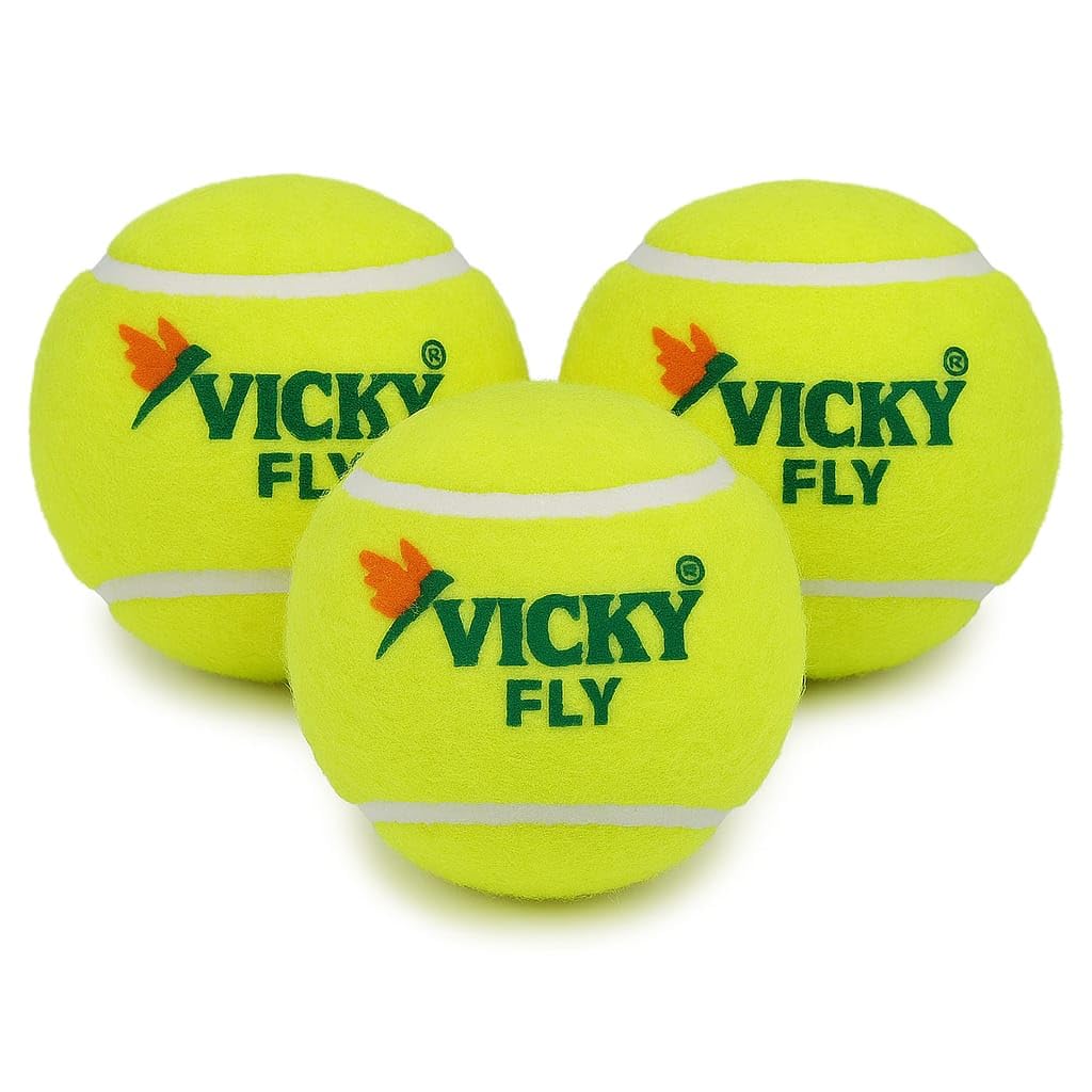 Vicky Fly Yellow Tennis/Cricket Ball Light Multipurposeful Design & Durable Rubber Built Ideally Designed for Sports Enthusiasts or Trainees- Pack of 3-picture-19