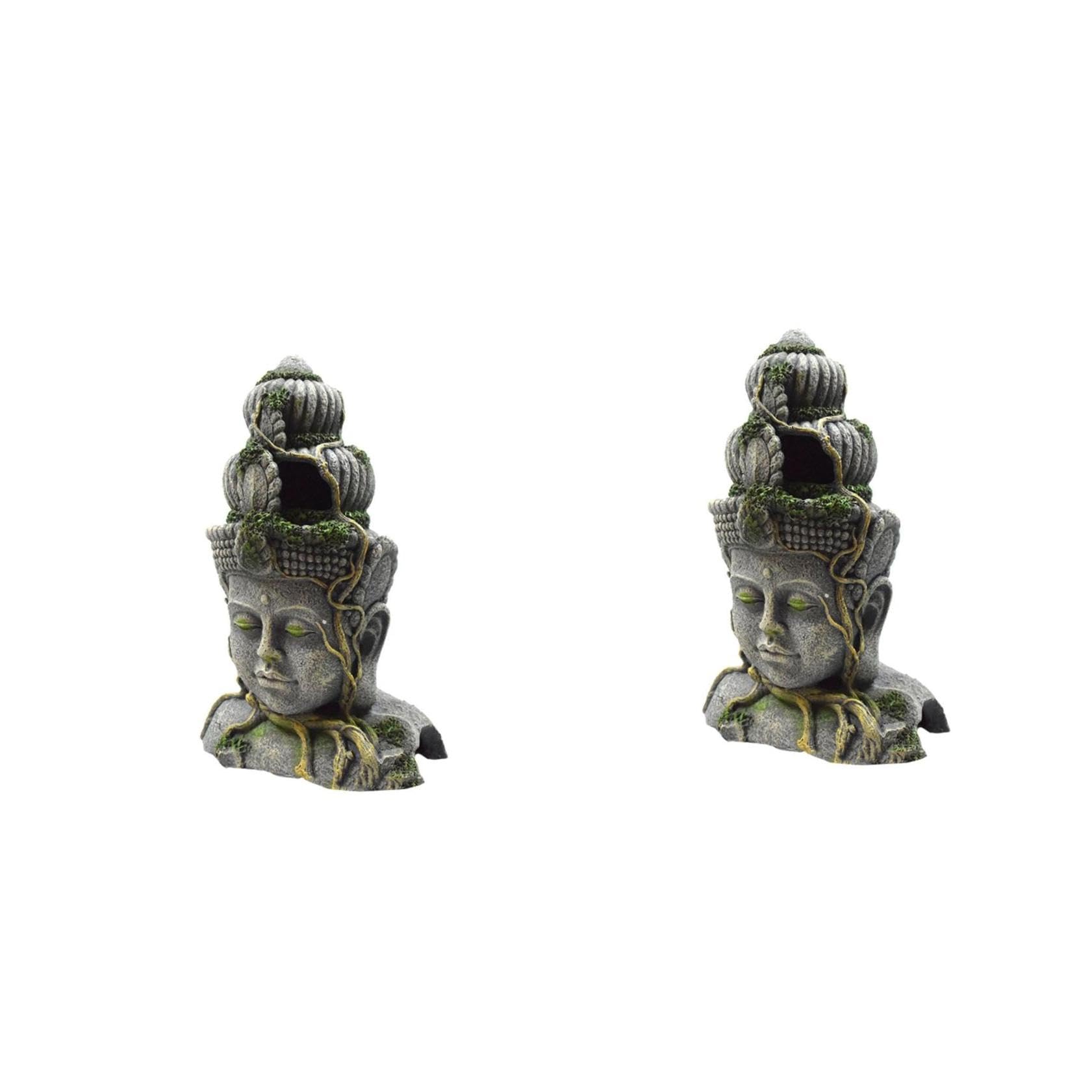 Sosoport 2 Pièces Imitation Tête De Bodhisattva Dragon Aquatique Grotte Cachette D'aquarium Reptile Terre Cuite Ornement D'aquarium De Plein Air Pierres D'aquarium Serpent Réservoirs Résine