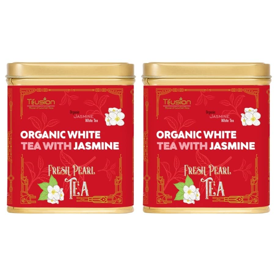 Tifusion Organic White Tea With Jasmine For Healthy Glowing Skin And Immunity Booster Anti oxidant Rich Aromatic Tasty World Healthiest Tea (200 Gms 100 Serving Cups) (B08D8DXGJV) Amazon Price History, Amazon Price Tracker