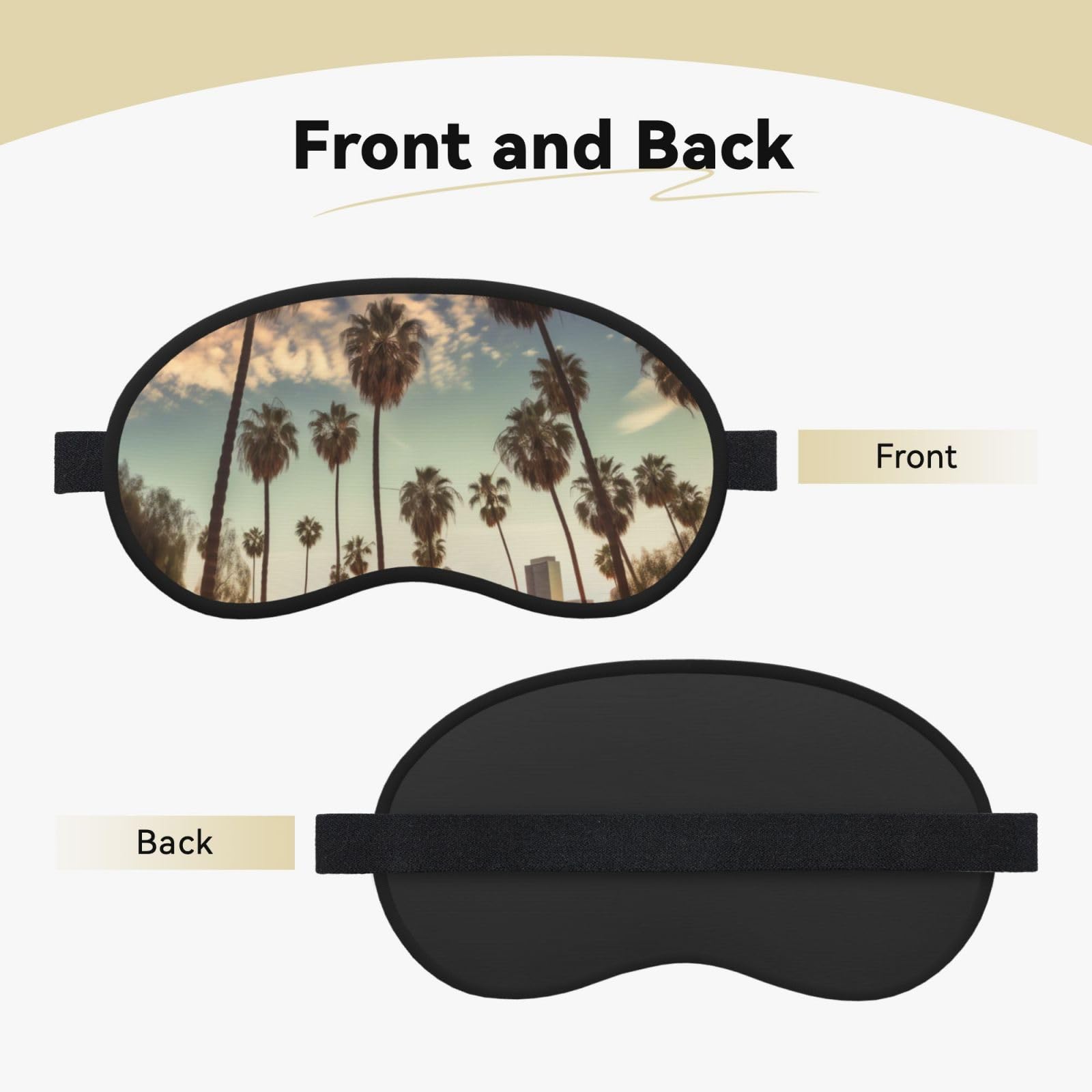 Sleep Mask for Side Sleeper Silk Sleeping Eye Masks with Elastic Strap Super Soft Eye Sleep Shade Cover Los Angeles Palm Trees Blackout Night Blindfold for Women Men Travel