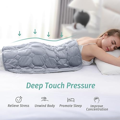 Miniatura 2 de Wemore Manta ponderada de regazo de 7 libras para adultos, manta pequeña con peso para viajes, calma, relajación, siesta y dormir, almohadilla