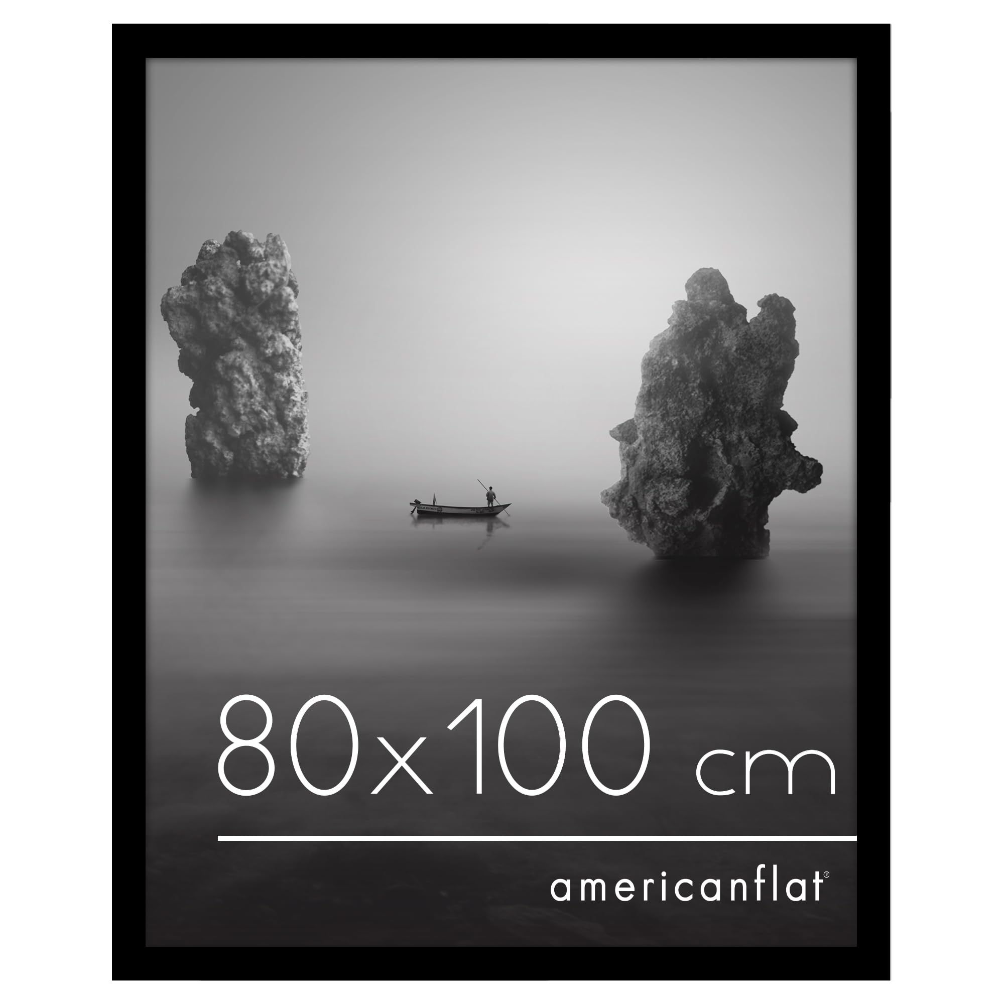 Americanflat Cornice 80x100 cm Nera - Cornice Foto 100x80 cm in Legno MDF con Pannello Protettivo in Plastica e Ganci Integrati