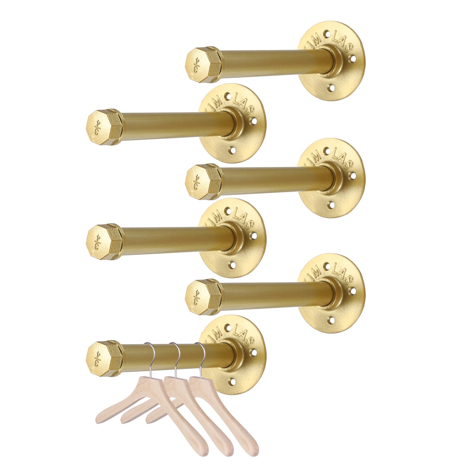 Penderie murale dorée pour buanderie et magasin BTSKY lot de 6 portants 20cm