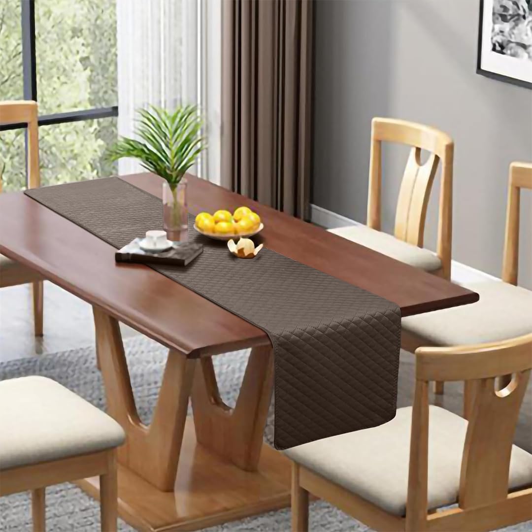 Homerz Premium Velvet Runner for 6 Seater Dining Table, 12x72 inch Size (Brown)-image-20