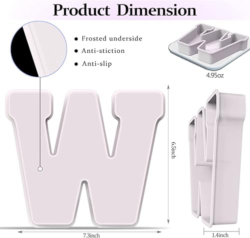 Miniatura 2 de Moldes grandes de letra W para resina, moldes de silicona 3D con letra W para fundición de resina epoxi, moldes del alfabeto de silicona para resina