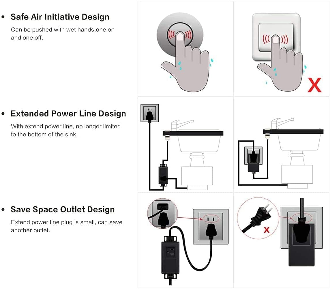 CLEESINK Garbage Disposal Air Switch Kit, Sink Top Waste