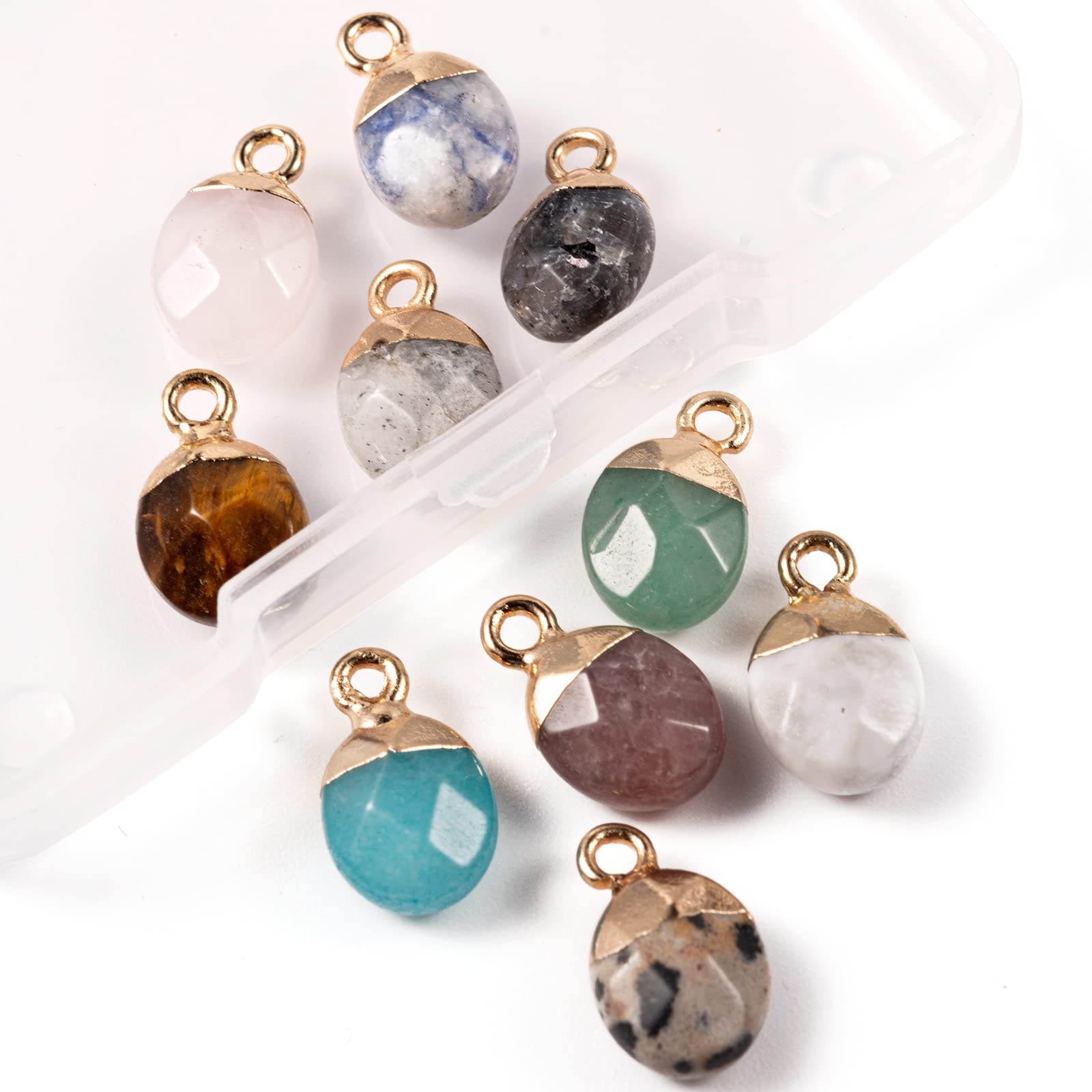 BEEFLYING Ciondoli con pietre preziose naturali a forma di fodero ciondoli pietre preziose sfaccettate cristallo agata pietra charms per gioielli collane fabbricazione braccialetti