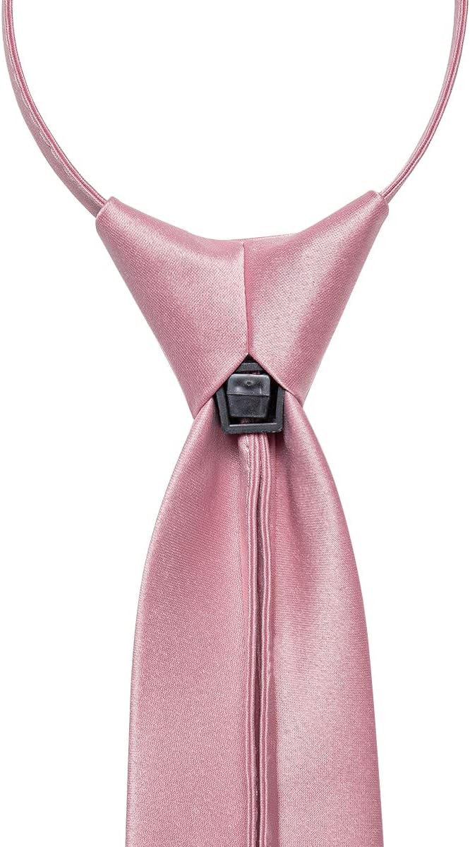 Zipper Tie for Men Adjustable Pre-tied Satin Neckties and Pocket Square Set Solid Color Business Formal Wedding - Image 4