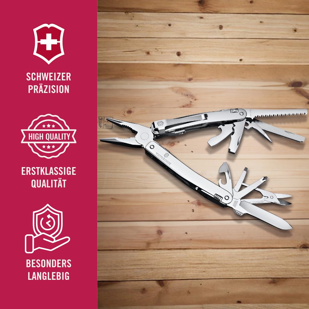 Victorinox Schweizer Taschenmesser Swiss Tool Spirit MX Clip, 24 Funktionen, Multitool Inkl. Zange, Schraubendreher, Dosenöffner, Silber