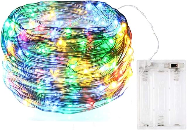 BOLWEO Battery Operated Fairy String Light,Christmas Tree Wreath Indoor Outdoor Decoration Lights, 30LEDs 10Ft Copper Wire Short Lights for Home Girls Room Patio Vases- Coloured