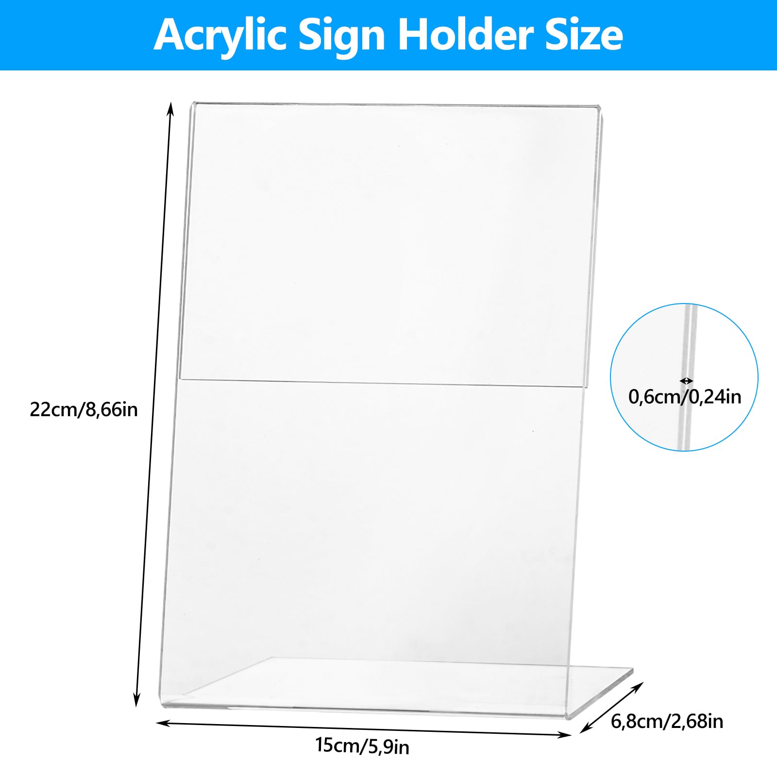 JMIATRY 6 Piezas Expositor Metacrilato A5 Vertical 210x150 mm Soporte Acrilico Doble Cara para Carteles Porta Menu Transparente para Restaurante, Oficina, Tienda