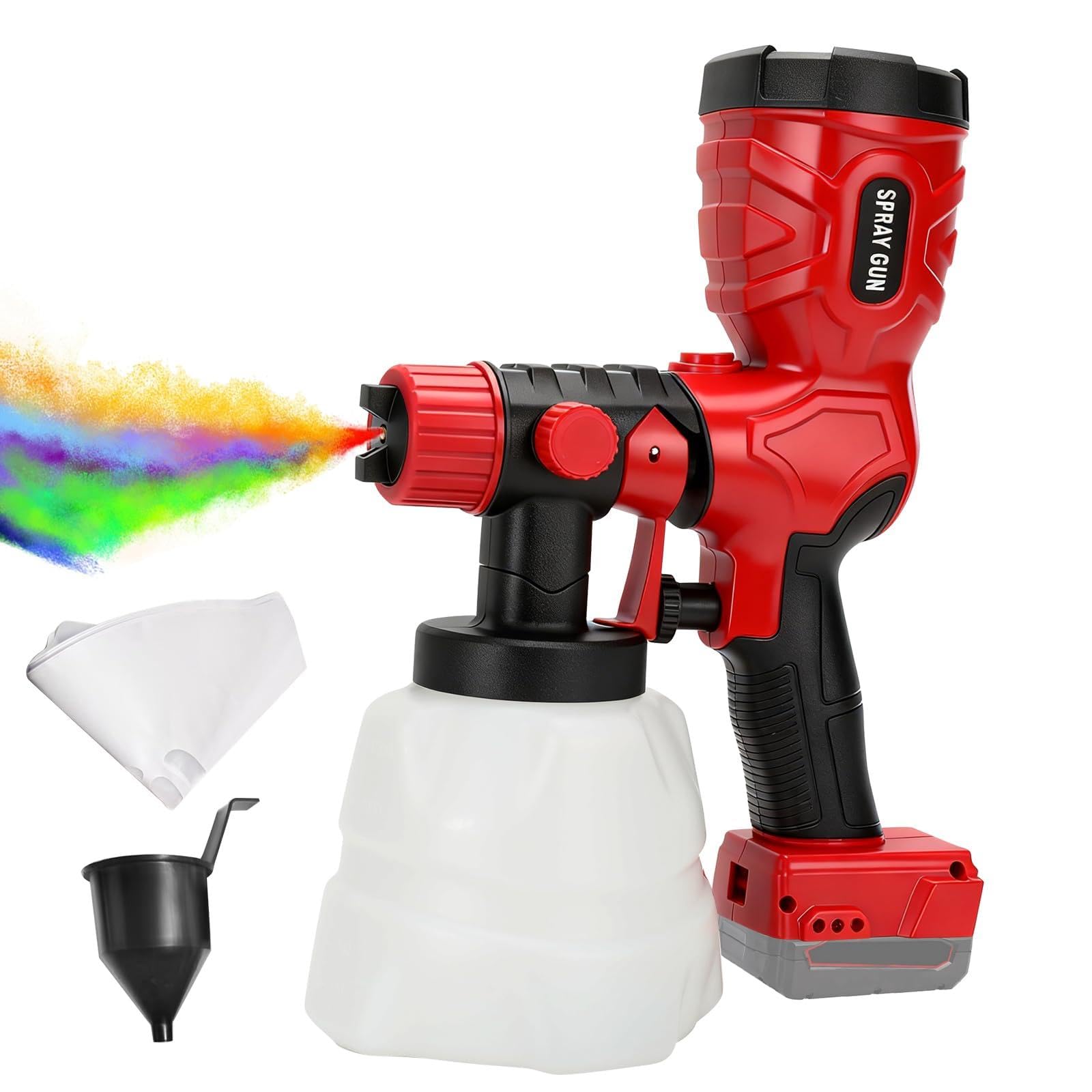Spruzzatore di vernice senza fili compatibile con batteria Milwaukee da 18 V, pistola a spruzzo elettrica portatile con 4 ugelli, 3 modalità di spruzzo, contenitore da 1200 ml, per pittura di pareti