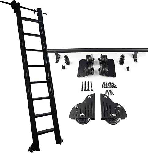Rolling Library Ladder Hardware Black Sliding Rail Ki Lanmmraifc
