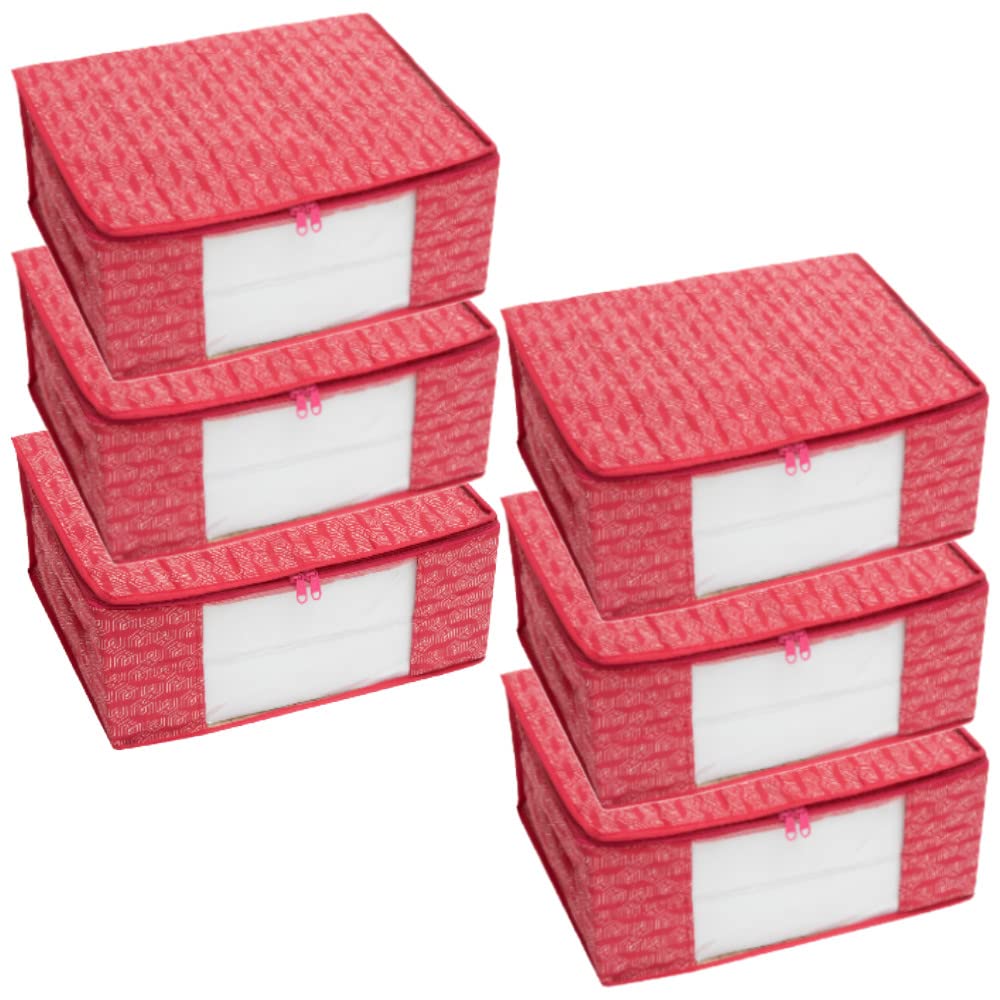 Homestrap set of 6 Printed Cotton Quilted 3 Layered Saree Covers/Clothes Storage Bag/Wardrobe Organizer With Transparent Window And Zip For Lehenga, Suit, Dress,& Accessories (Pink) (B09R22CFMJ) Amazon Price History, Amazon Price Tracker