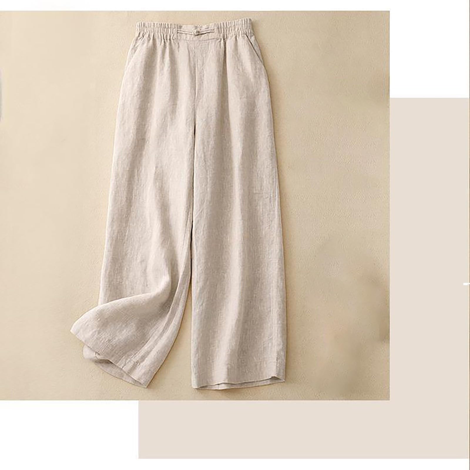 Zweiteiler Damen Elegant 2-Teiliges Set Für Damen, / 2025, 3/4-Ärmel, Bestickt, Hose, Passendes Baumwolle Und Leinen Elegante Festlich Jogginganzug Sommer Outfit Sets Hosenanzug Frauen