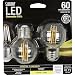 Feit Electric - Decorative Clear Glass Filament LED Dimmable 60W Equivalent Soft White (2700K) Globe Bulb, Pack of 2 (BPGM60/827/LED/2)