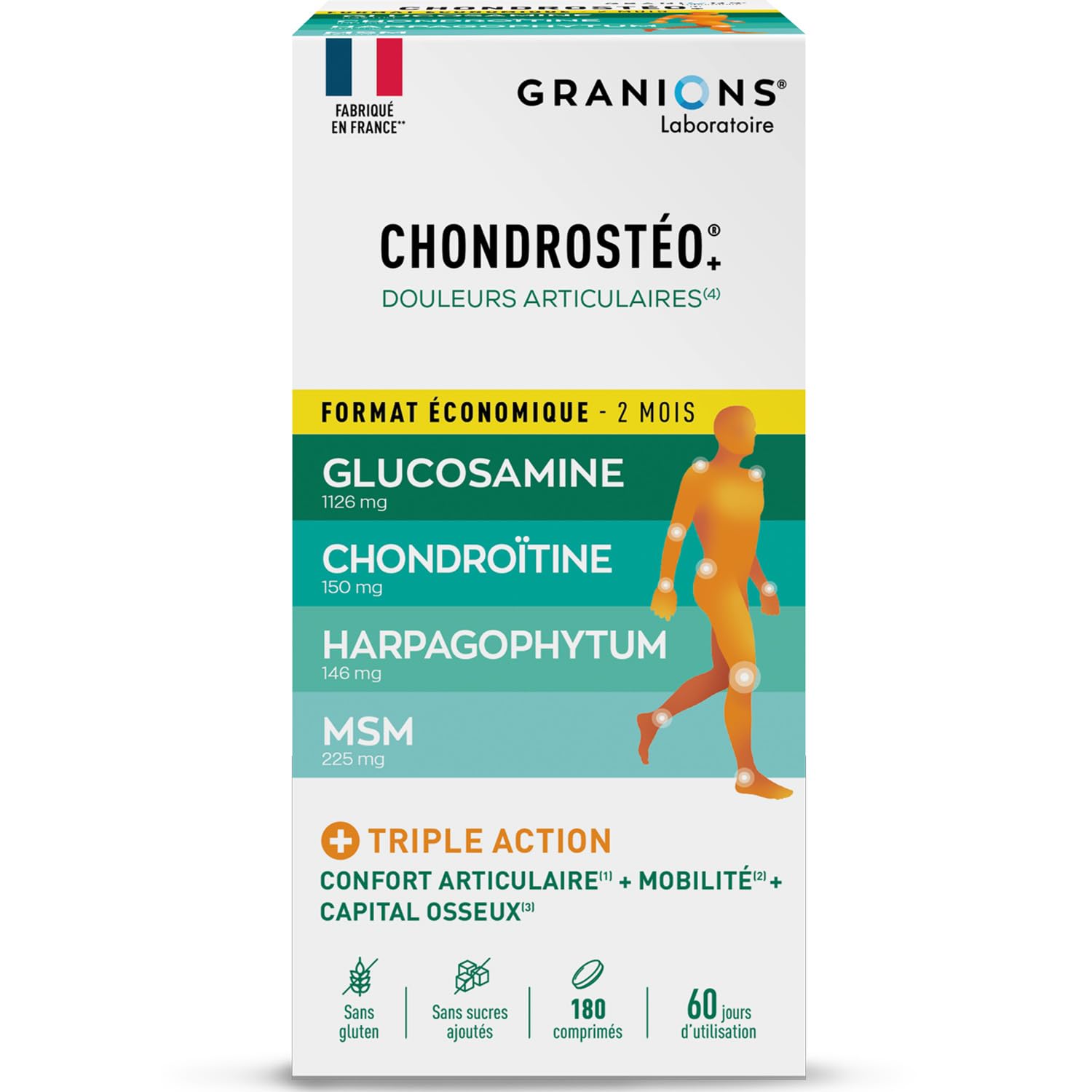 CHONDROSTÉO - Format économique - 2 MOIS - 180 comprimés